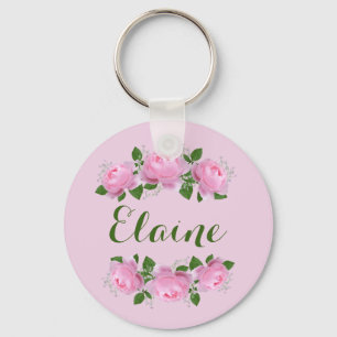 Pink Roses Personalised Keychain