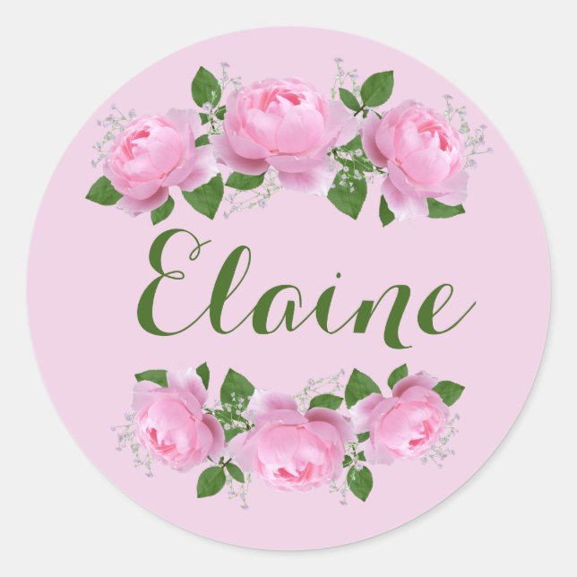 Pink Roses Personalised Sticker   (Front)