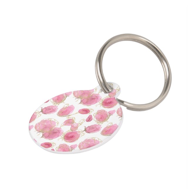 Pink roses pet tag (Side)