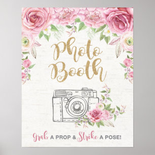 Pink Roses Photo Booth Prop Floral Wedding Decor