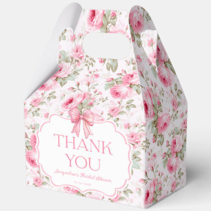 Pink Roses Pink Bow Bridal Shower Thank You Favour Box
