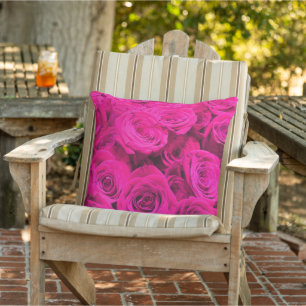Pink roses pink flowers pink floral cushion