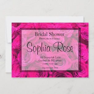 Pink Roses pink flowers pink floral Invitation