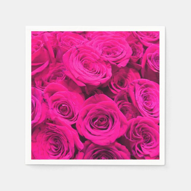 Pink roses pink flowers pink floral napkin (Front)