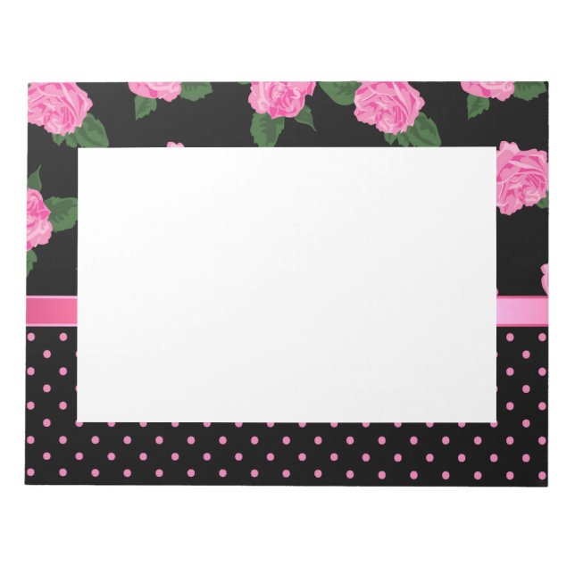Pink Roses & Polka Dots Notepad (Front)