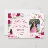 Pink Roses Princess Butterfly & Photo Quinceanera