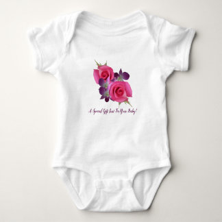 Pink Roses Purple Orchids Baby Girl One-Piece Baby Bodysuit