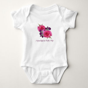 Pink Roses Purple Orchids Baby Girl One-Piece Bodysuit