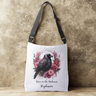 Pink Roses Raven Crossbody Bag