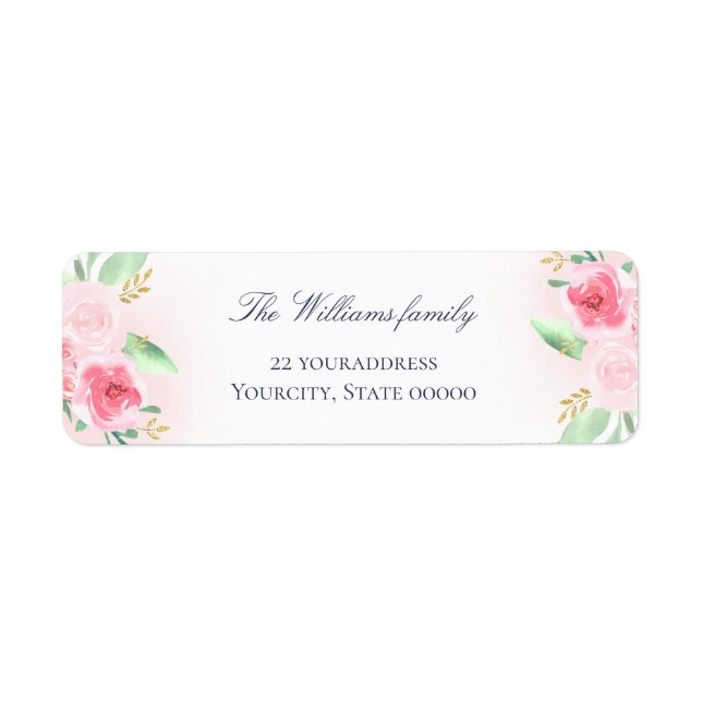 pink roses return address label (Front)