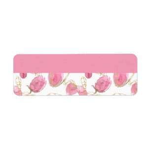 Pink roses return address label