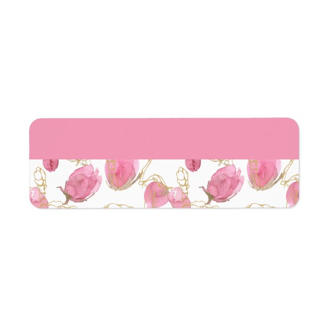 Pink roses return address label (Front)