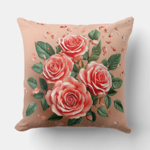 🌹 Pink Roses Room Decor Accent Gift 🌹 Cushion