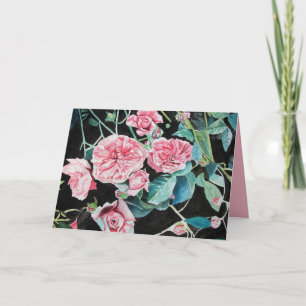 Pink Roses Rose floral flowers watercolor Card