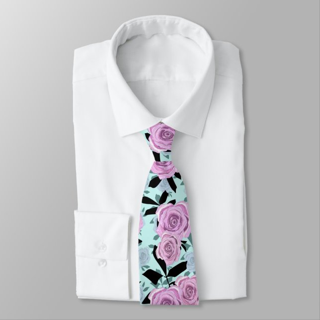 pink roses, roses , turquoise background   tie (Tied)