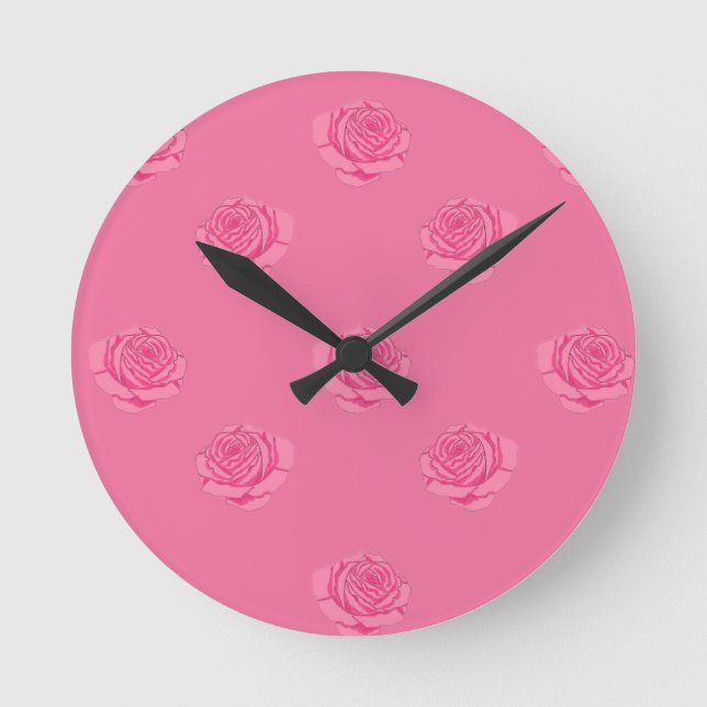 Pink roses round clock (Front)