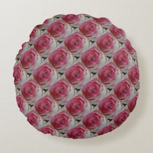 Pink roses round cushion