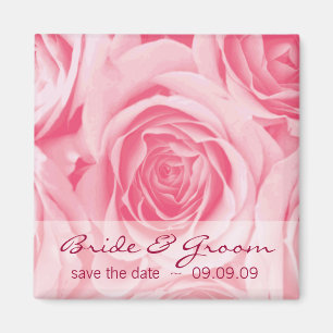 Pink Roses Save the Date Fridge Magnet