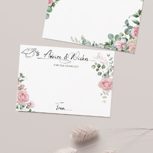 Pink Roses Script Advice And Wishes Graduation Enclosure Card