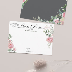 Pink Roses Script Advice And Wishes Graduation Enclosure Card