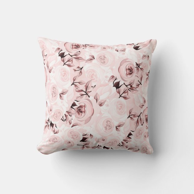 Pink Roses Shabby Chic Glam Elegant Floral Decor Cushion (Front)