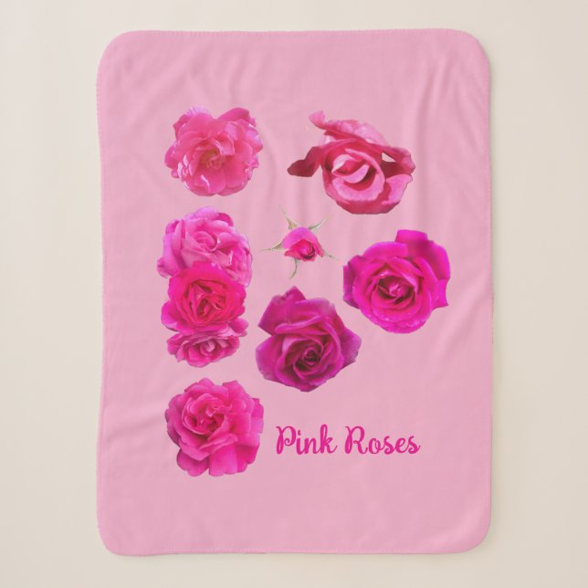 Pink Roses  Sherpa Blanket (Front)