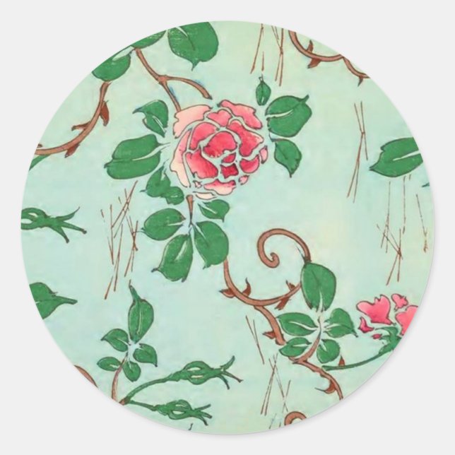 Pink roses - Shin Bijutsukai Classic Round Sticker (Front)