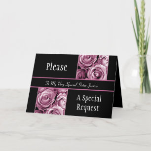 PINK Roses SISTER Be My Bridesmaid Invitation