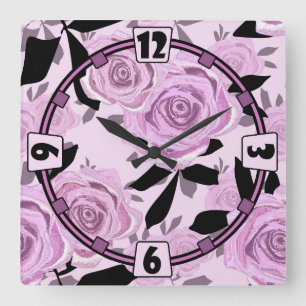  Pink roses Square Wall Clock