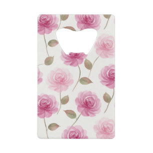 Pink Roses Stainless Steel Bottle Opener