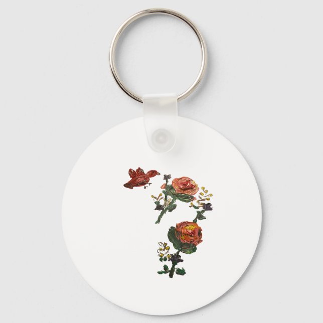 Pink Roses Sticker Key Ring (Front)