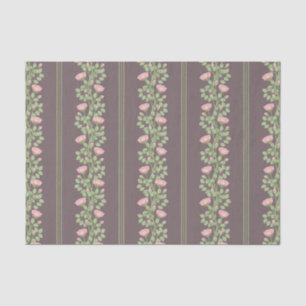 Pink Roses & stripes on Dark Plum Tissue Paper