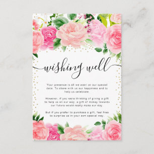 Pink Roses Summer Wedding Wishing Well Enclosure Card