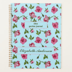 Pink roses surface pattern design on blue Planner
