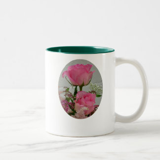 Pink Roses, Take time to smell the roses... Two-Tone Coffee Mug