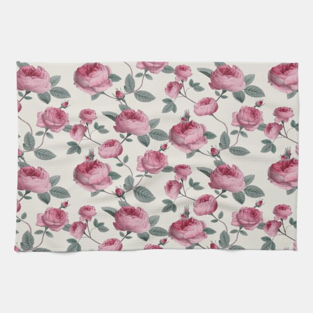Pink Roses Tea Towel (Horizontal)