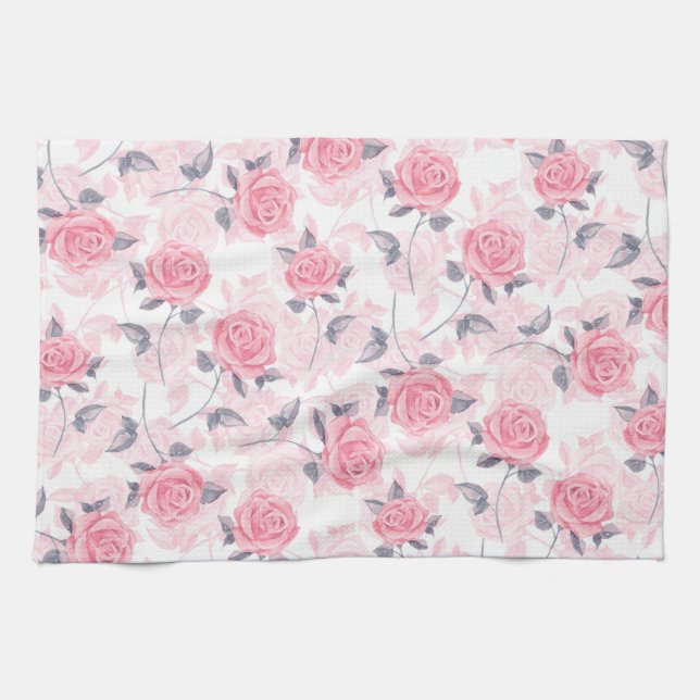 Pink roses tea towel (Horizontal)