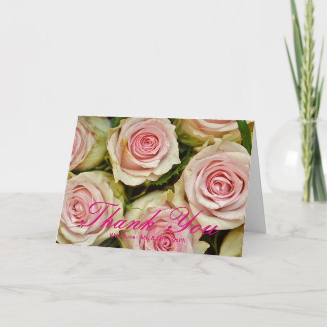 Pink Roses Thank You Card (Front)