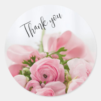 Pink roses thank you sticker