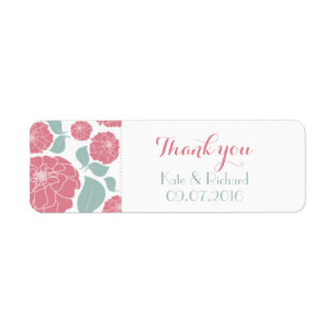 Pink Roses Thank You Sticker Label for Wedding