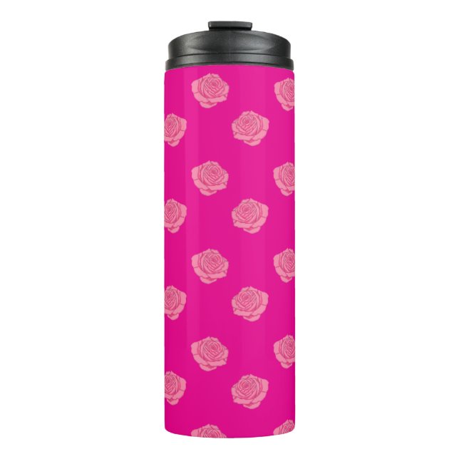 Pink roses thermal tumbler (Front)