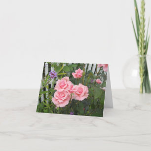 Pink Roses Thoughts of You Folded Note Card