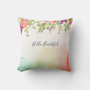 Pink Roses Tie Dye Floral Cushion