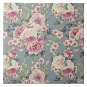 pink roses tile