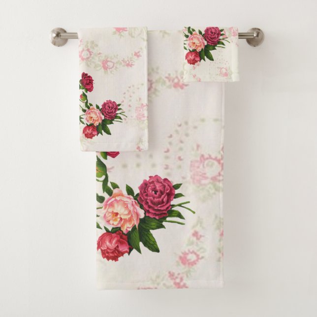 Pink Roses Towel Set (Insitu)