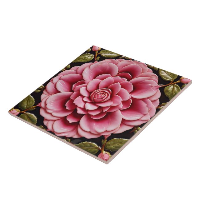 Pink Roses Trendy Beautiful Collection Ceramic Tile (Side)