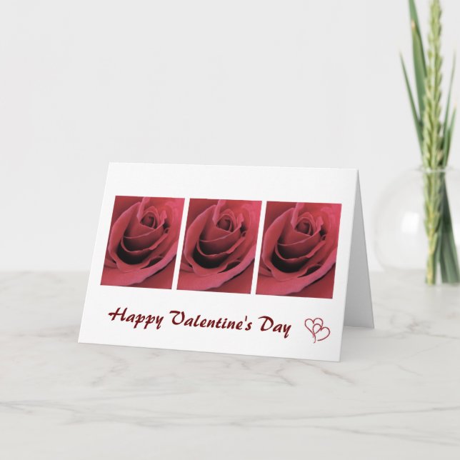 Pink Roses Valentine Card (Front)
