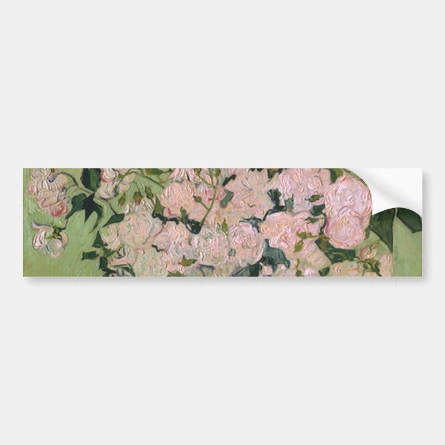 Pink Roses Van Gogh Fine Art Bumper Sticker (Front)