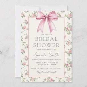 Pink Roses Vintage Bridal Shower Invitation