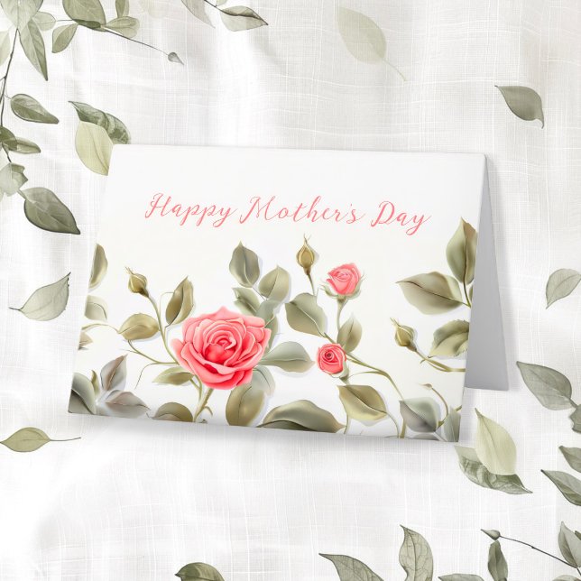 Pink Roses Vintage Mother's Day Card (Pink Roses Vintage "Happy Mother's Day" folded card.)
